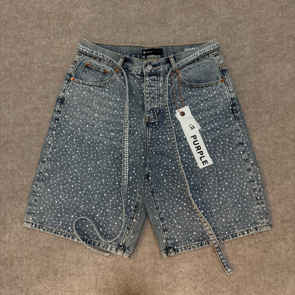 New Purple Brand rhinestone shorts men Size 32